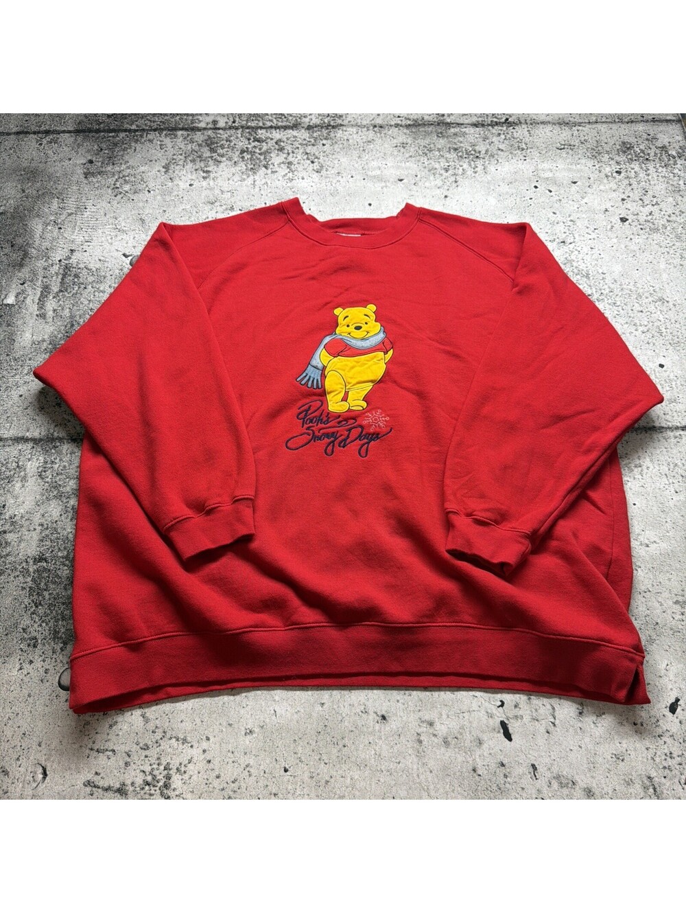 Vintage Disney Winnie The Pooh Christmas Sweatshirt Mens 2X Red Holiday Sweater